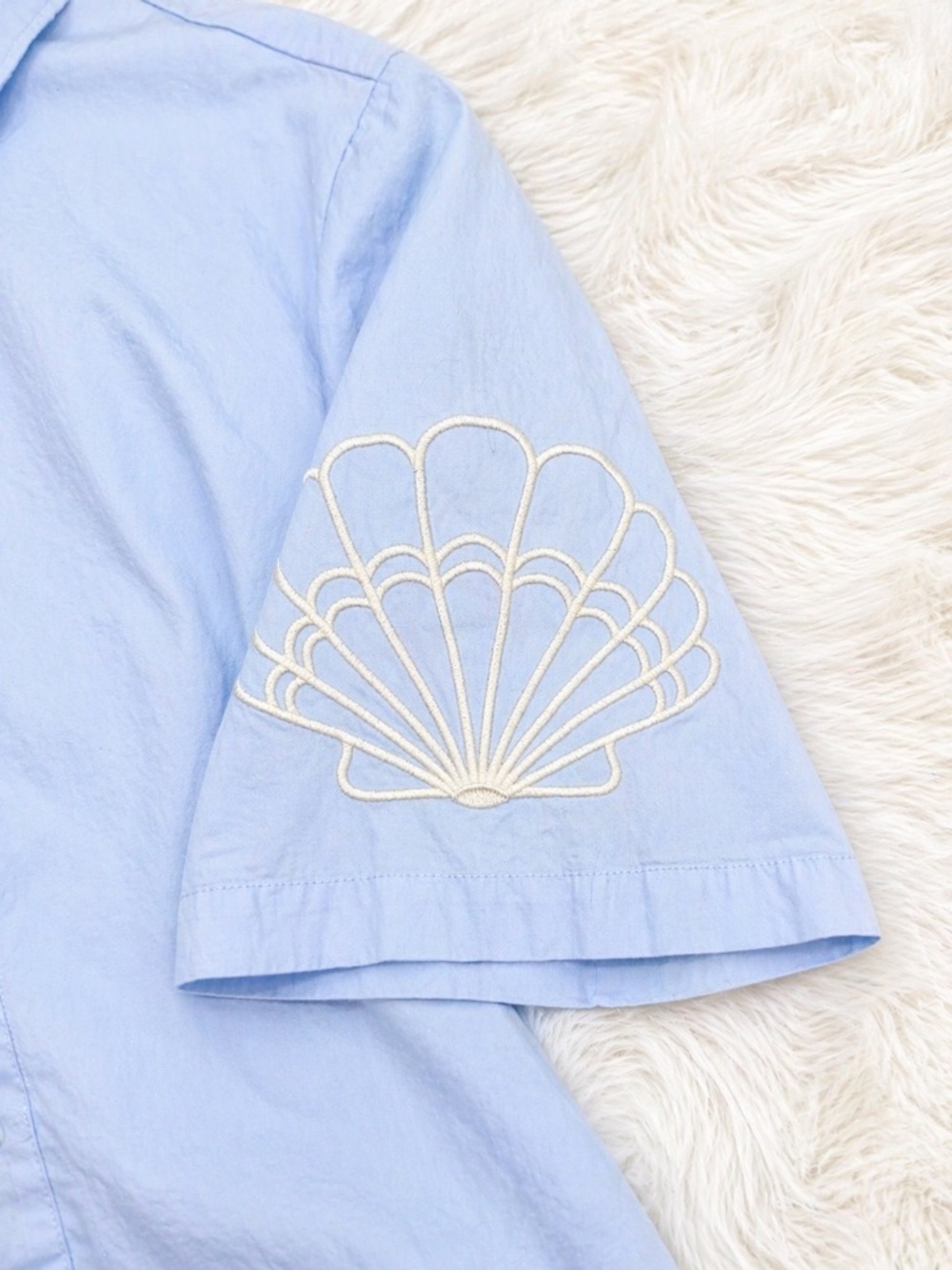 Paper Heart Blue Matching Set Embroidered Shell Top Shorts Vacation Coastal Set - Picture 3 of 4